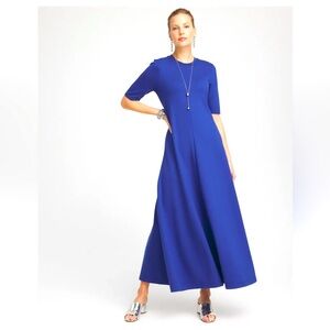 Chico’s ponte rib elbow sleeve maxi dress in dark harbor 1/US 8